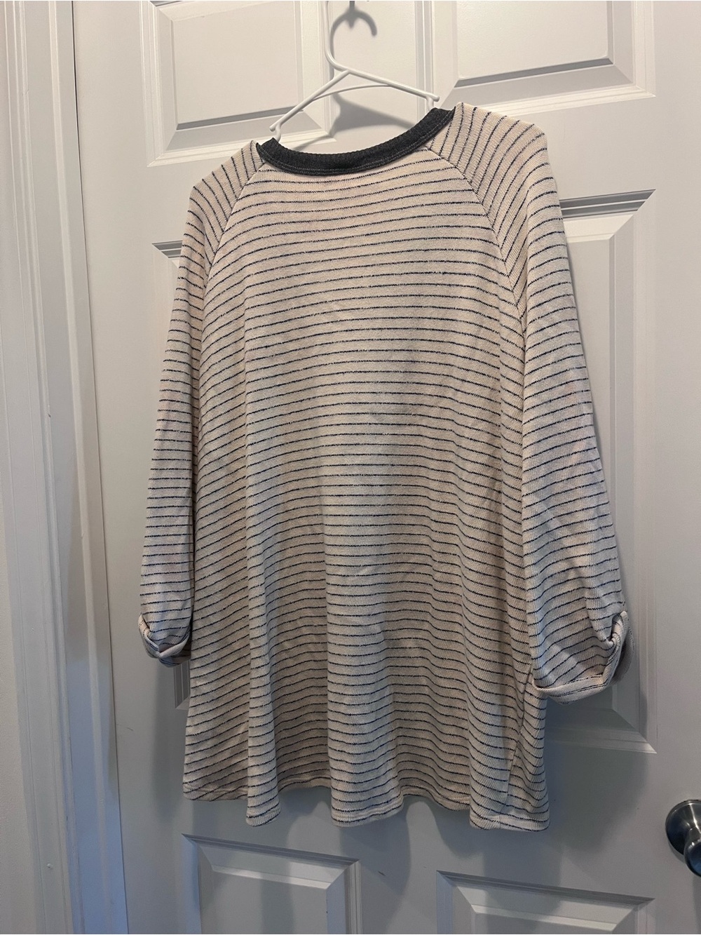 Striped Long Sleeve Women's Top - Cream & Black